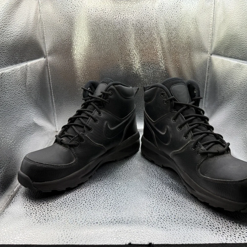Size 6.5Y Nike Manoa LTR (GS) Mid‎ Black Kids Leather Lace-Up Boots BQ5372-001